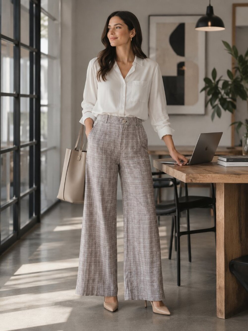 Maeve by Anthropologie Linen/ cotton blend Avery Plaid Wide Leg
Trousers 6 - Picture 3 of 16